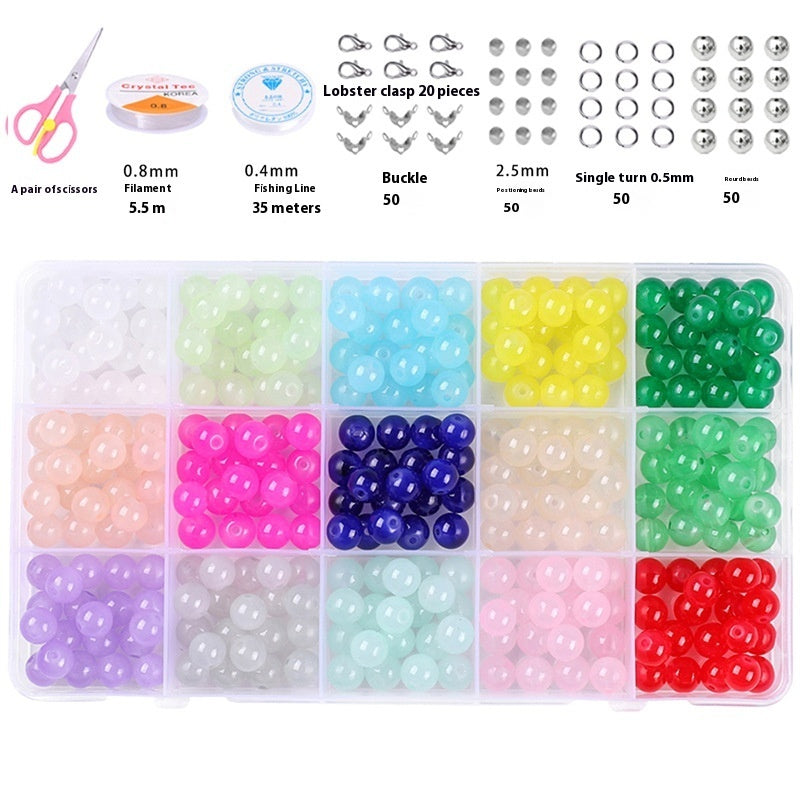 Glass Jelly Double Crystal Round Beads Material Package Handmade Diy Bracelet Accessories Set Box String Beads Materials