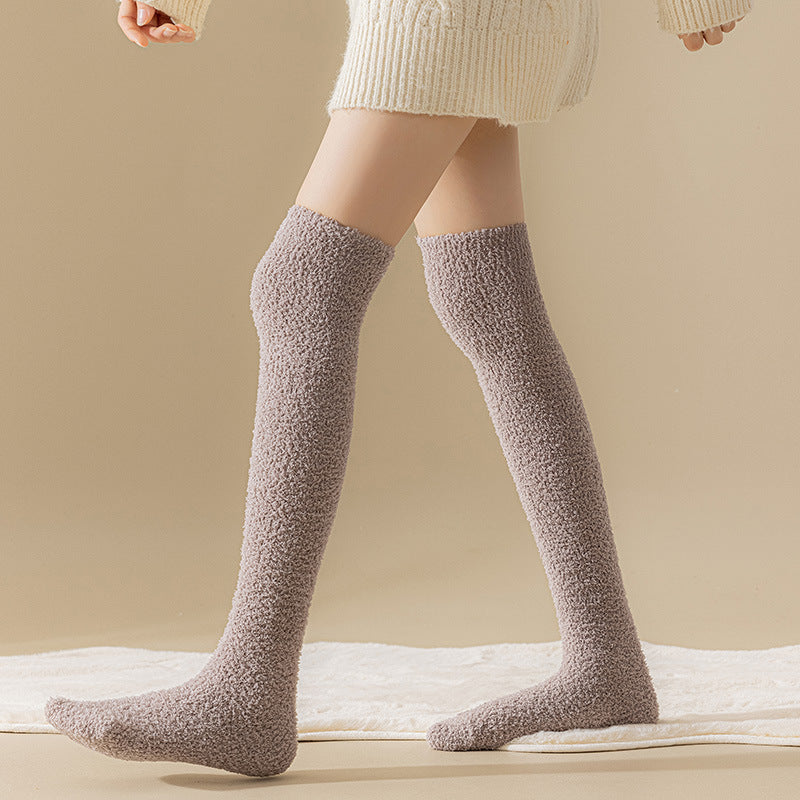 Coral Fleece Long Winter Fleece-lined Thickened Room Socks - Fashionner