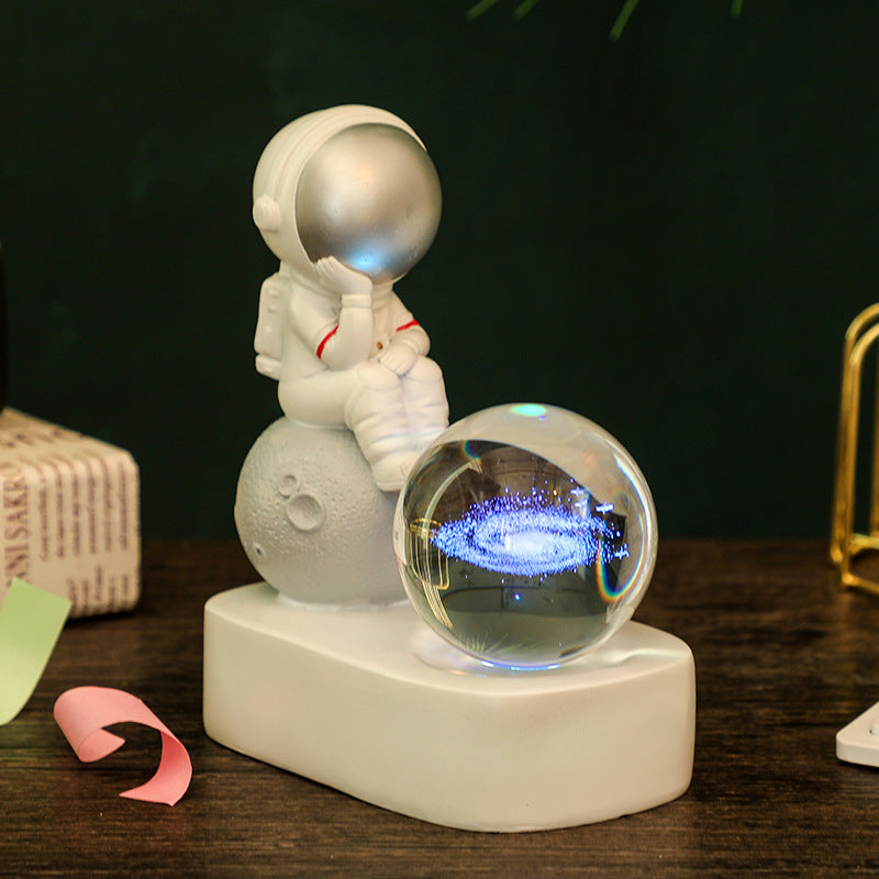 Creative Resin Astronaut Crystal Ball Glowing Night Light