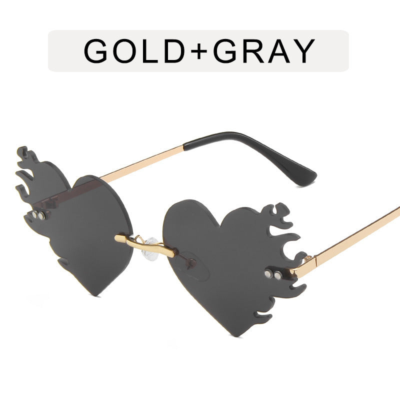 New Metal Frameless Love Flame Sunglasses