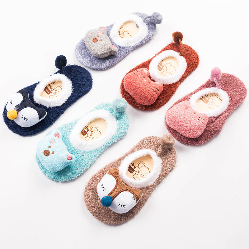 Feather Yarn Baby Cartoon Doll Non-slip Socks