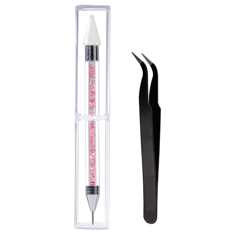 Manicure AB Diamond Acrylic Double-headed Diamond Pen Tweezer Set - Fashionner