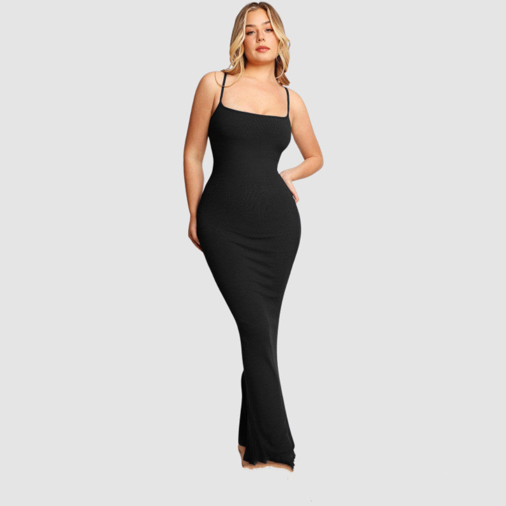 Women's Shapewear Dress Jumpsuit Tummy Tuck Lift Corset Open Crotch Suspender Tight Long Skirt Chest Pad Bodysuit Dress - Fashionner