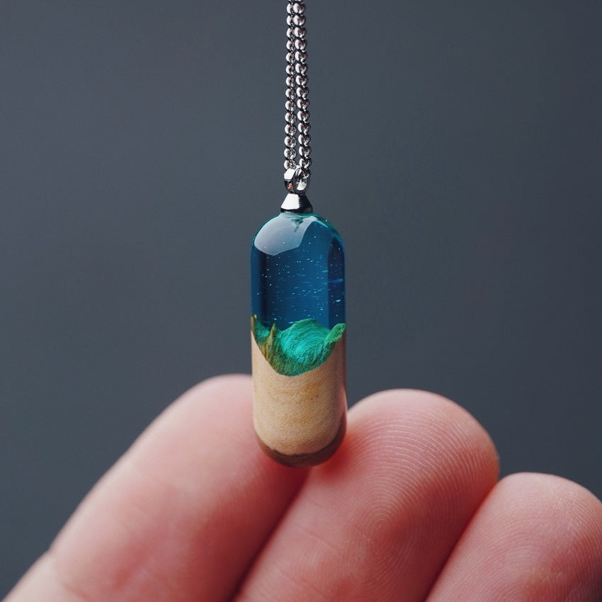 Handcrafted Log Resin Pendant Creative Time Capsule Style