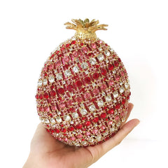 Fruit pineapple shaped crystal banquet bag with diamond inlay in the air