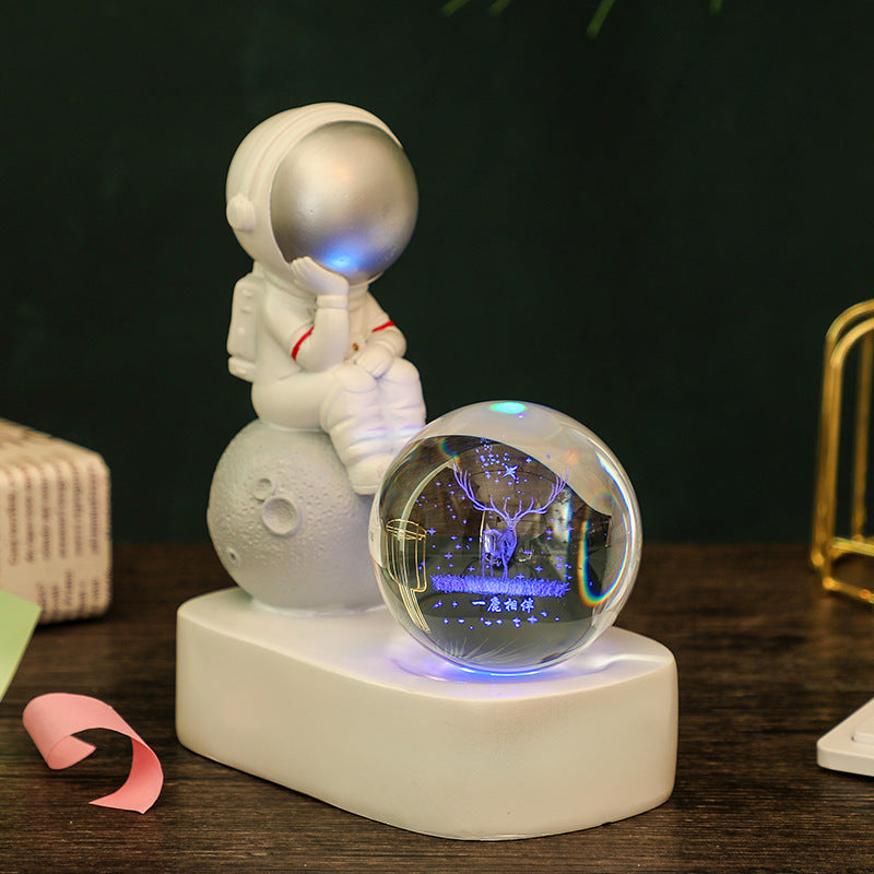 Creative Resin Astronaut Crystal Ball Glowing Night Light