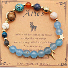 Twelve Constellations Bracelets Natural Stone Beaded Eight Planets