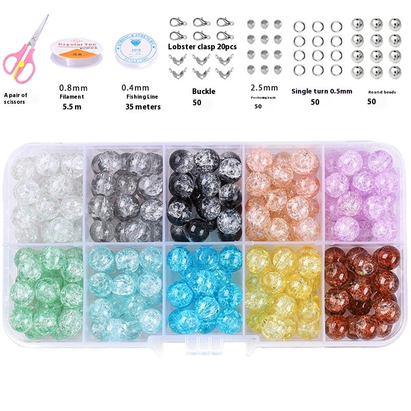 Glass Jelly Double Crystal Round Beads Material Package Handmade Diy Bracelet Accessories Set Box String Beads Materials