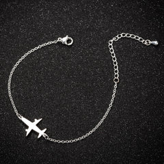 Stainless Steel Bracelets Simple Airplane Design Pendant Chains Fashion Charms Bracelet For Women Jewelry Party Gifts