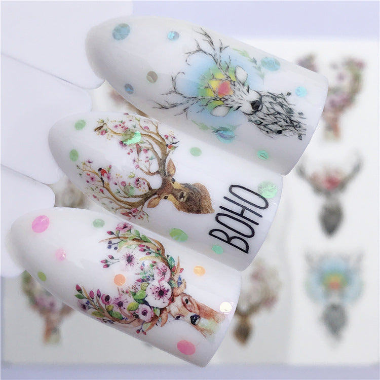 Nail Art Sticker Beautiful Cute Cat Elk Christmas - Fashionner