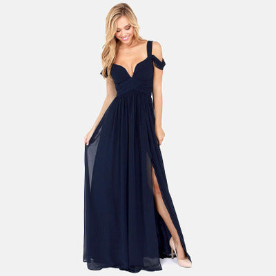 Long Floor Length Elegant Greek Style Pleated Dress - Fashionner