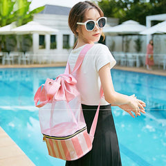 Women Swimming Bag Mesh Handbags Wet Dry Backpack