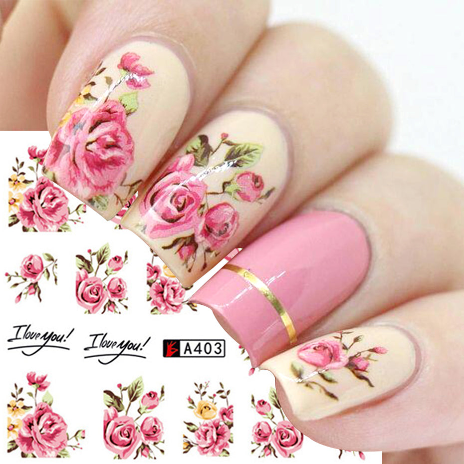 Nail Art Rose Nail Sticker Bowknot Lace Red Flower Nail Applique Eco-Friendly Nail - Fashionner