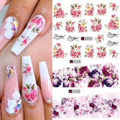 Nail Art Rose Nail Sticker Bowknot Lace Red Flower Nail Applique Eco-Friendly Nail - Fashionner