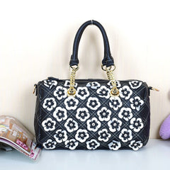 Cowhide Handbags Color Flower Handbags