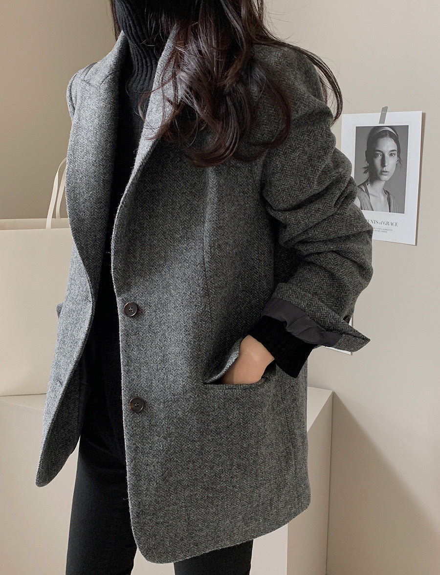 Women's Solid Color Wool Blazer