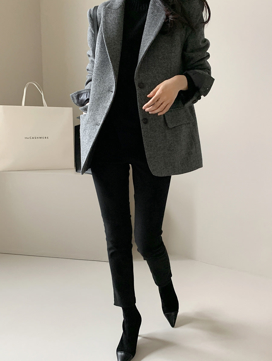 Women's Solid Color Wool Blazer