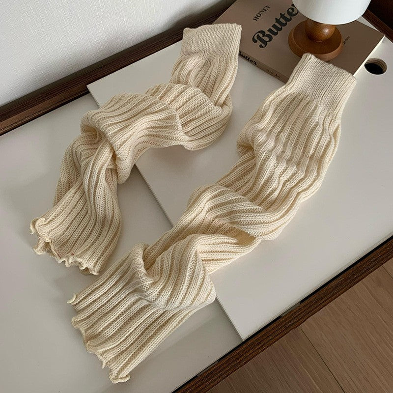 Women's Bunching Socks Striped Knitted Leg Warmers - Fashionner