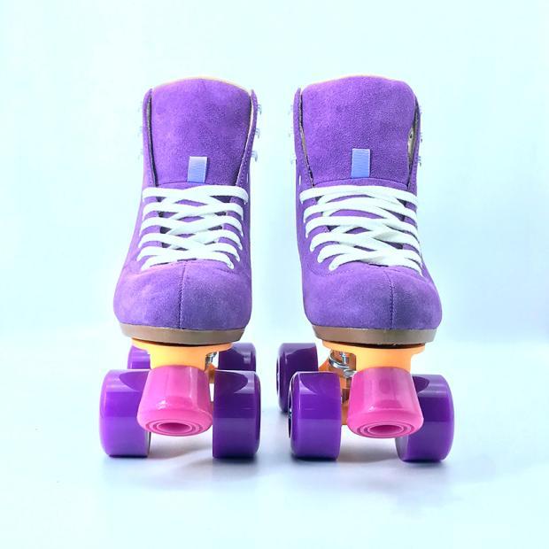 Children's Purple Suede Roller Skates For Men And Women