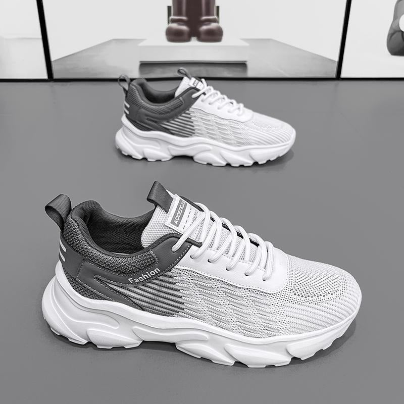 Men's Shoes with Breathable Mesh Surface In Summer, Running, Leisure, and Small White Trendy Shoes That Increase Height - Fashionner