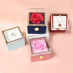 Rotating Soap Flower Rose Gift Box Creative Rotating Rose Jewelry Packaging Box Valentine's Day Gift For Women - Fashionner