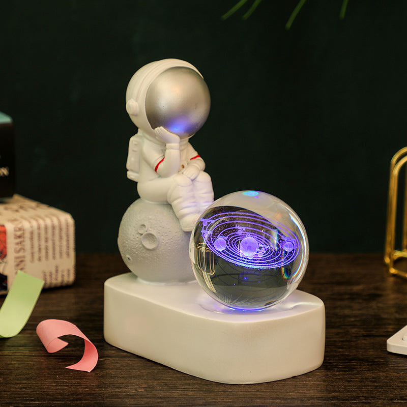 Creative Resin Astronaut Crystal Ball Glowing Night Light