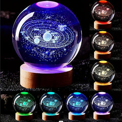 Creative 3D Inner Carving Luminous Crystal Ball Colorful Gradient Small Night Lamp Home Decorations Gifts Selection