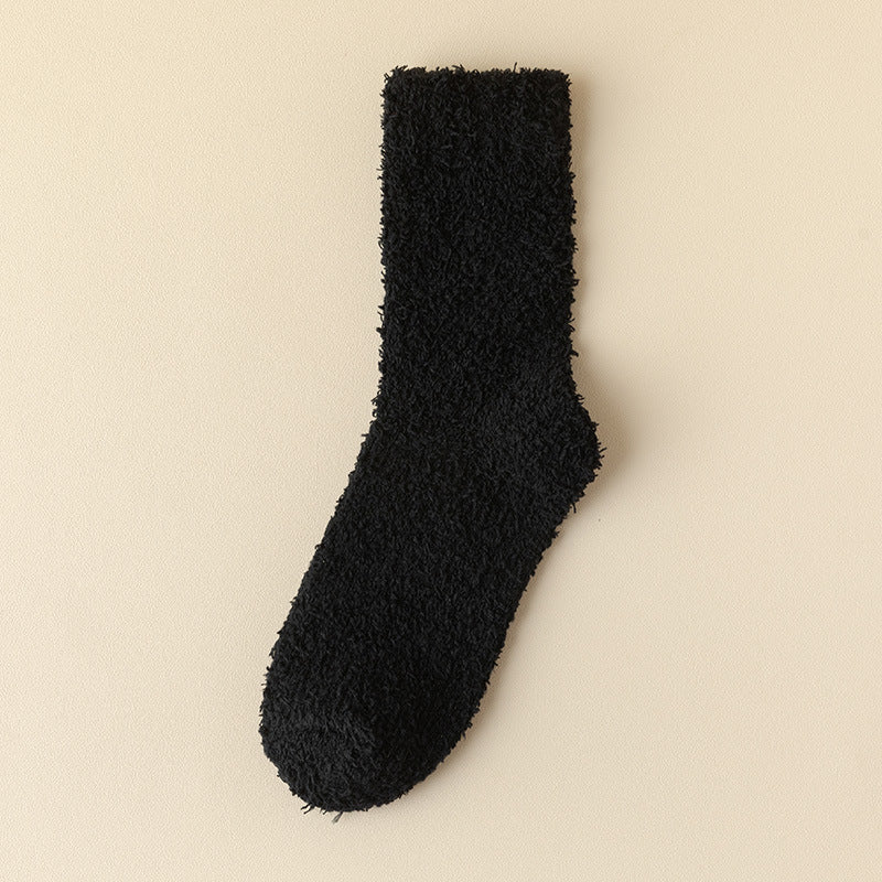 Coral Fleece Long Winter Fleece-lined Thickened Room Socks - Fashionner