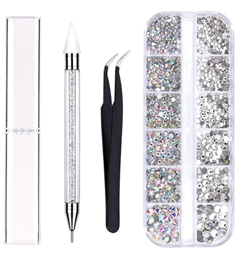 Manicure AB Diamond Acrylic Double-headed Diamond Pen Tweezer Set - Fashionner