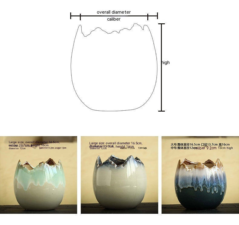 Hydrocotyle Hydroponic Ceramic Non-porous Flowerpot