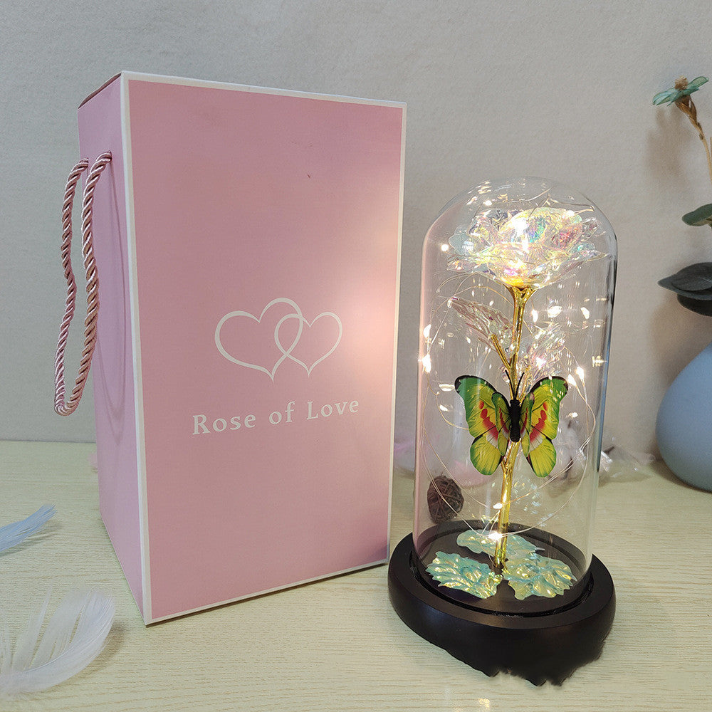 Valentine's Day Gift Eternal Rose LED Light Foil Flower In Glass Cover Mothers Day Wedding Favors Bridesmaid Gift - Fashionner