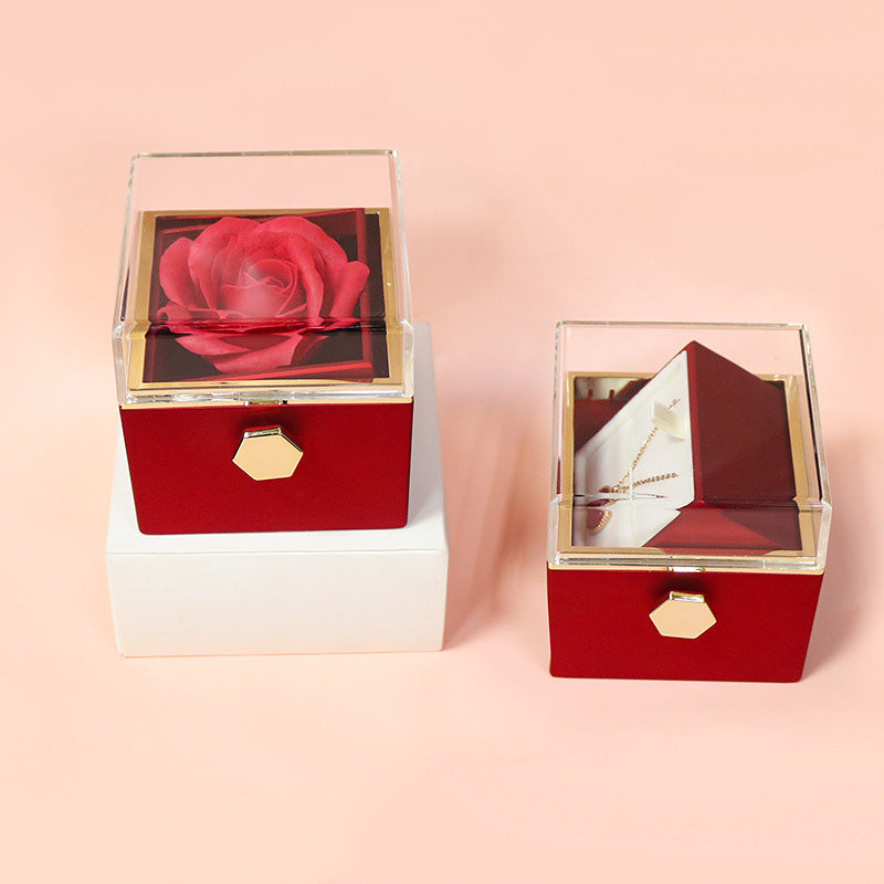 Rotating Soap Flower Rose Gift Box Creative Rotating Rose Jewelry Packaging Box Valentine's Day Gift For Women - Fashionner