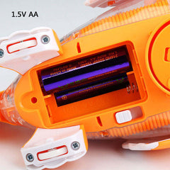 Electrical Universal Driving Walking Animal Toy Plastic Rotating Transparent Pinion Gear Fish with Dazzling Flash Light Music