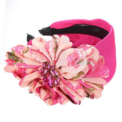 Diamond inlaid fabric flower toothed anti slip exaggerated headband