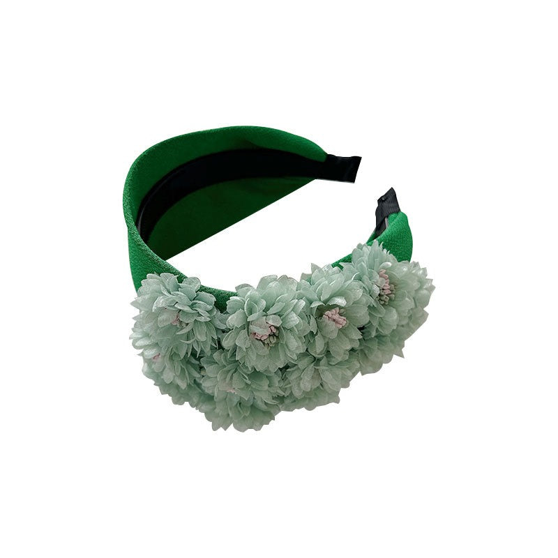 Flower series fashionable and exaggerated wide edge handmade fabric headband - Fashionner