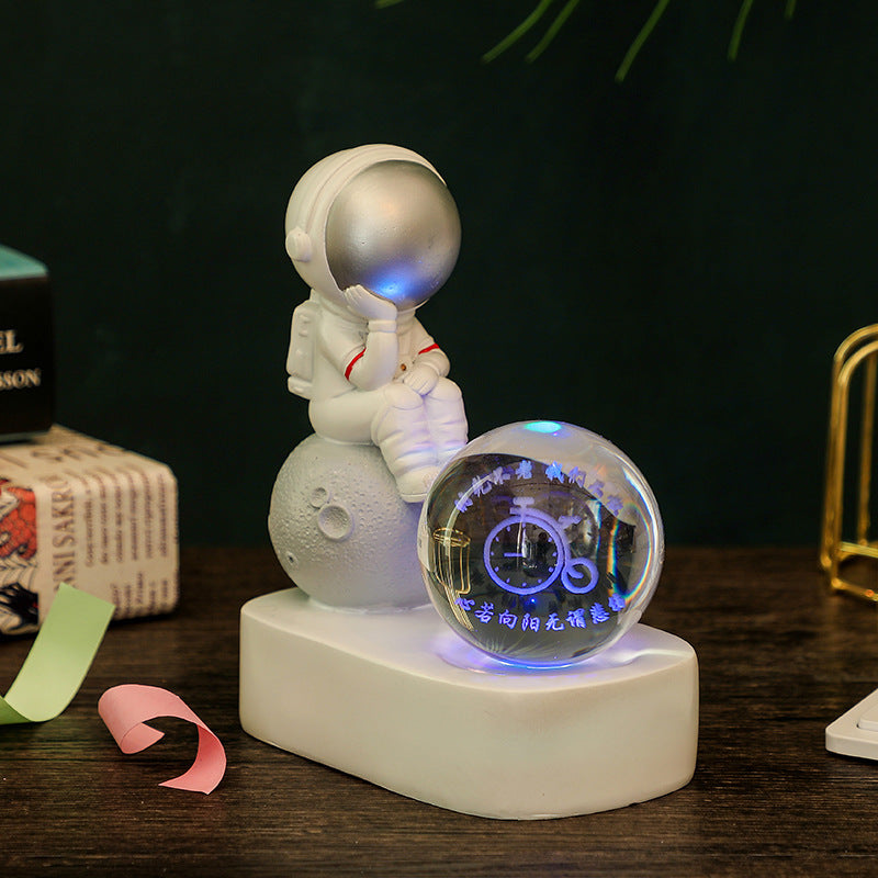 Creative Resin Astronaut Crystal Ball Glowing Night Light