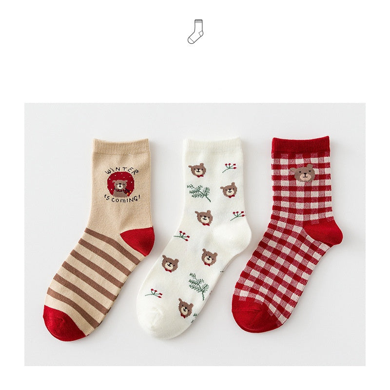 Minimalist Printed Cute Women's Mid Length Socks