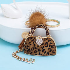 Personalized Leopard Print Handbag Key Ring Pendants