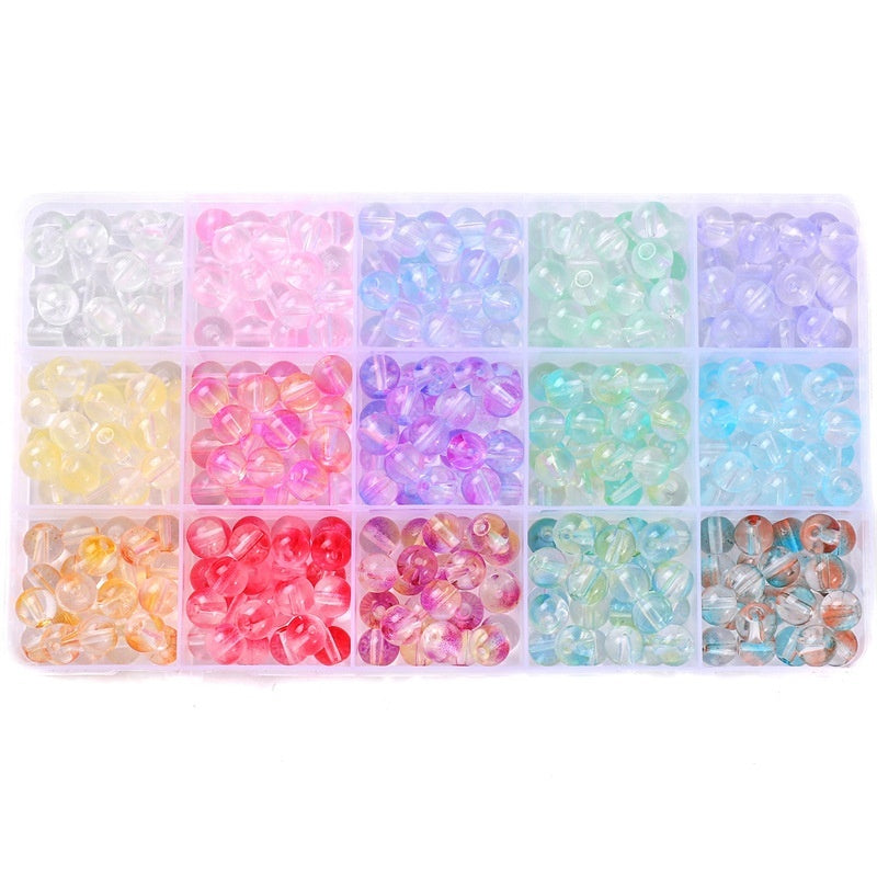 Glass Jelly Double Crystal Round Beads Material Package Handmade Diy Bracelet Accessories Set Box String Beads Materials