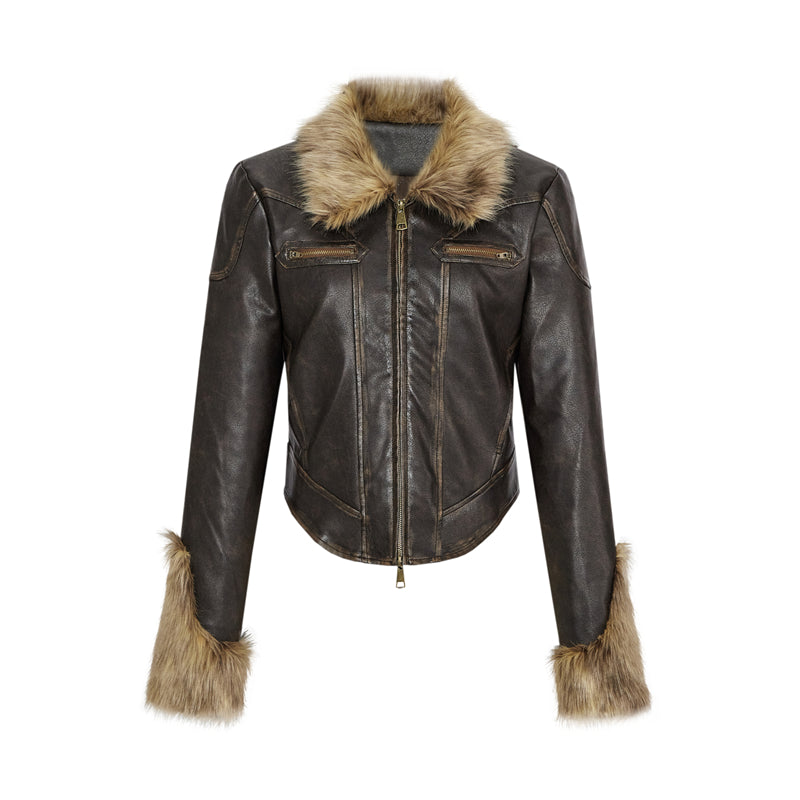 Women's Autumn And Winter Retro Fur Collar Warm And Cotton Jacket