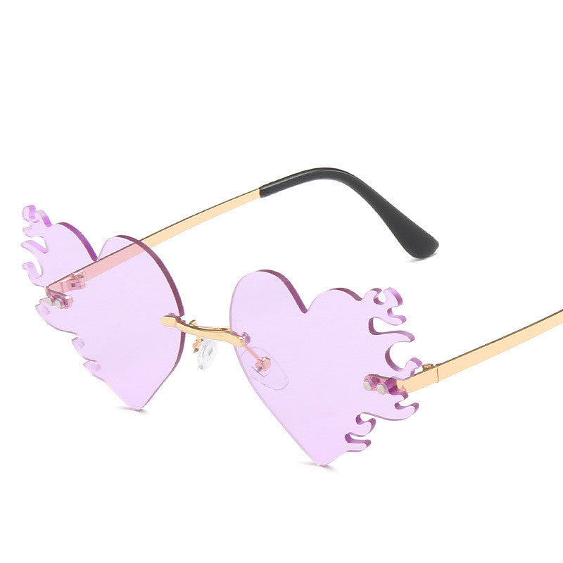 New Metal Frameless Love Flame Sunglasses