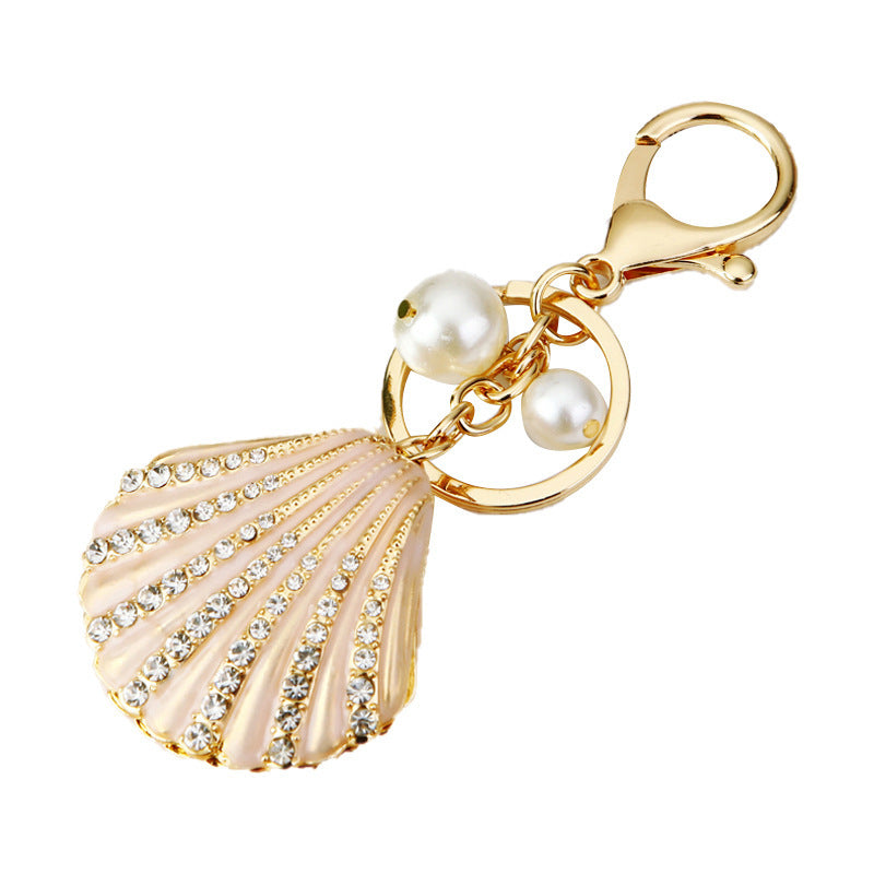 Rhinestone Pearl Shell Car Key Ring