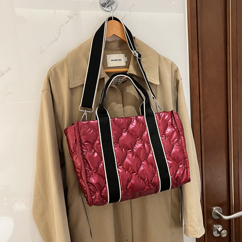 Rhombus Sewing Tote Bag Winter Designer Luxury Down Shoulder Bag High Capacity Commuting Personalized Handbags For Women