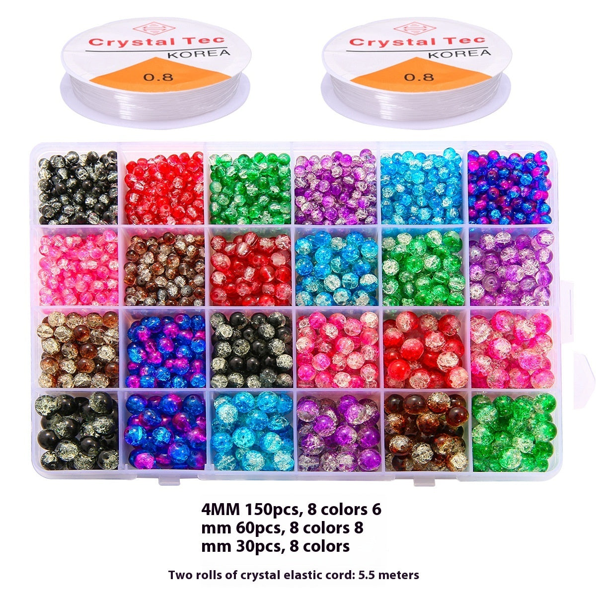 Glass Jelly Double Crystal Round Beads Material Package Handmade Diy Bracelet Accessories Set Box String Beads Materials