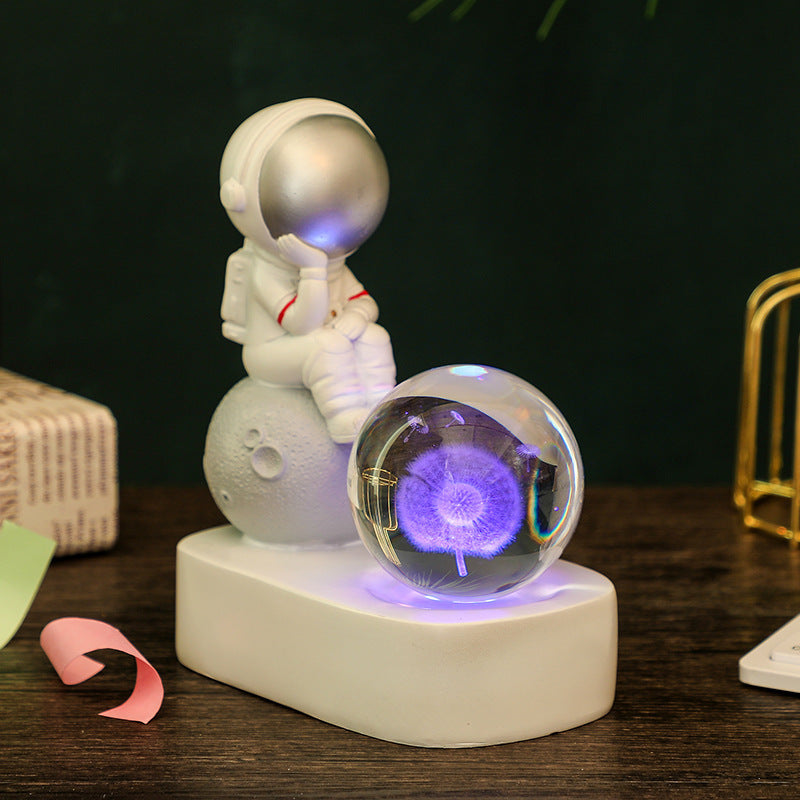 Creative Resin Astronaut Crystal Ball Glowing Night Light