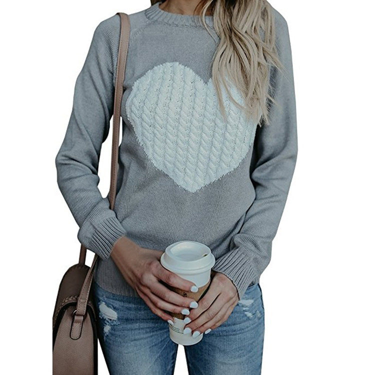 Love Printed Pullover Sweater For Women Solid Color Spring And Autumn Clothes Valentines Day