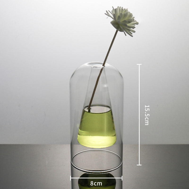 Vases Glass Vase Home Decor Room Decor Modern Wedding Decoration Hydroponic Flower Pot Double Glass Container Crafts Ornament