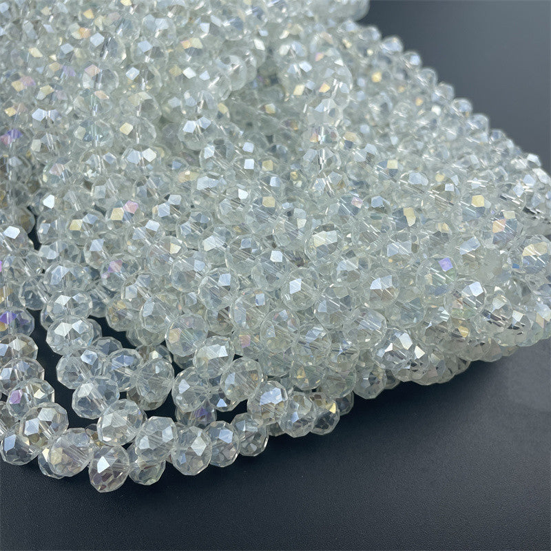 Faceted Plating Color AB Glass Crystal Flat Beads Diy Necklace Beaded Bracelet Accessories