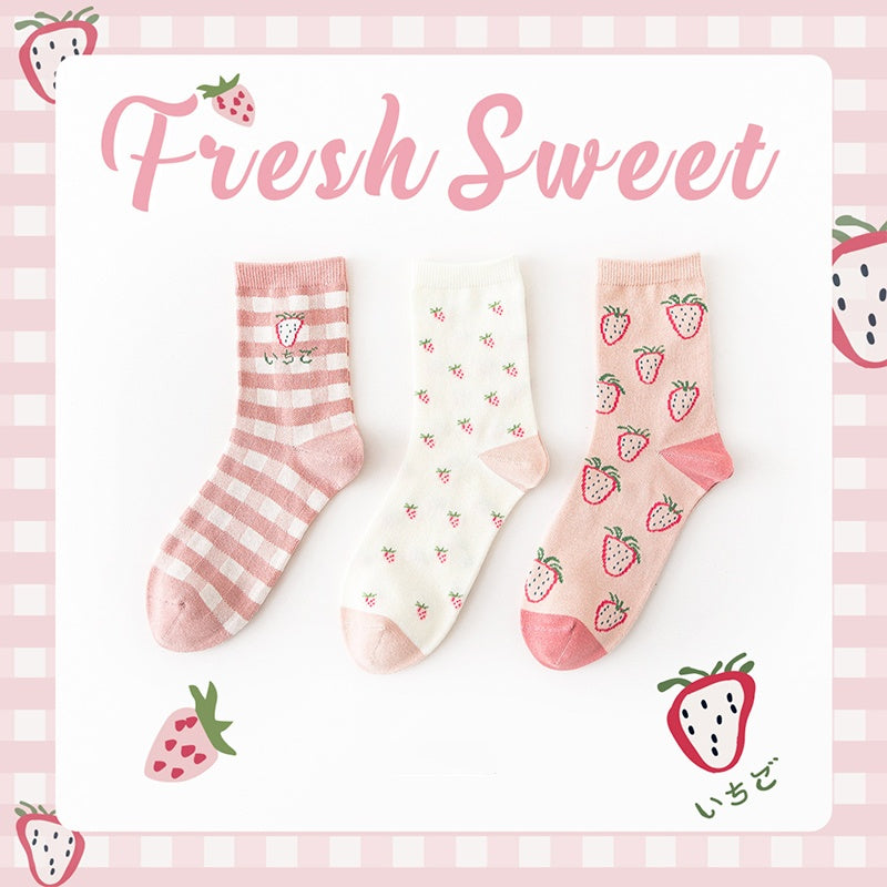 Minimalist Printed Cute Women's Mid Length Socks