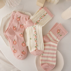 3 Pairs Of Spring Socks Women's Mid-tube Socks Japanese - Fashionner